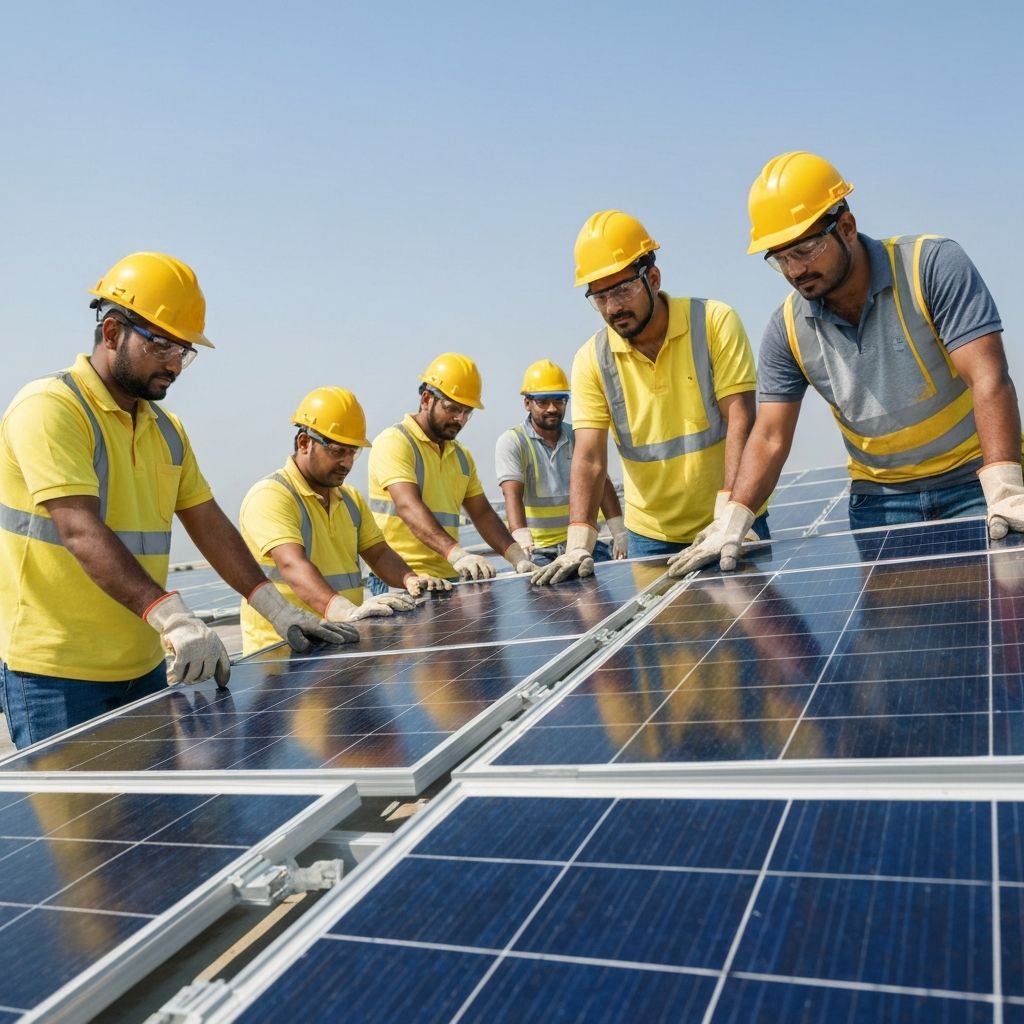 Solar installation team at work